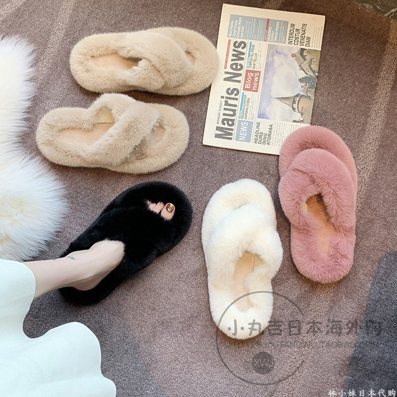 Japan ZGP Autumn Winter Sweater Slippers Women Wear New Cotton Slippers Warm Household Home Cotton Slippers