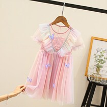 Summer girls dress childrens net red hot summer dress children Korean mesh sequin skirt princess skirt