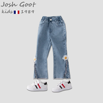 2021 new girls pants Tide brand spring and autumn leisure childrens trousers baby baby Foreign jeans autumn wear