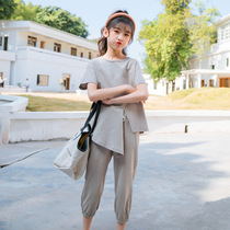 Summer girl suit Tide brand childrens net red pop short sleeve summer dress big child foreign style fashion casual fashion childrens clothing