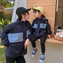 Parent-Child outfit a family of three net red Foreign Air Korean fashion high-end autumn tooling coat mother and child Womens autumn clothing