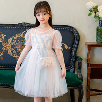 Summer girls foreign dress childrens childrens net red pop summer dress Korean version of Snow White puffy gauze princess skirt