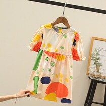 Summer girls foreign dress childrens childrens net red pop summer dress Korean version of painted polka dot skirt princess dress