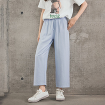 Tide brand childrens pants Summer Girls big Children Baby baby Net red leisure loose thin ice silk wide leg pants tide