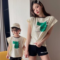 Summer parent-child dress foreign style fashion different T-shirt short-sleeved summer Net red fashionable mother-child dress female tide