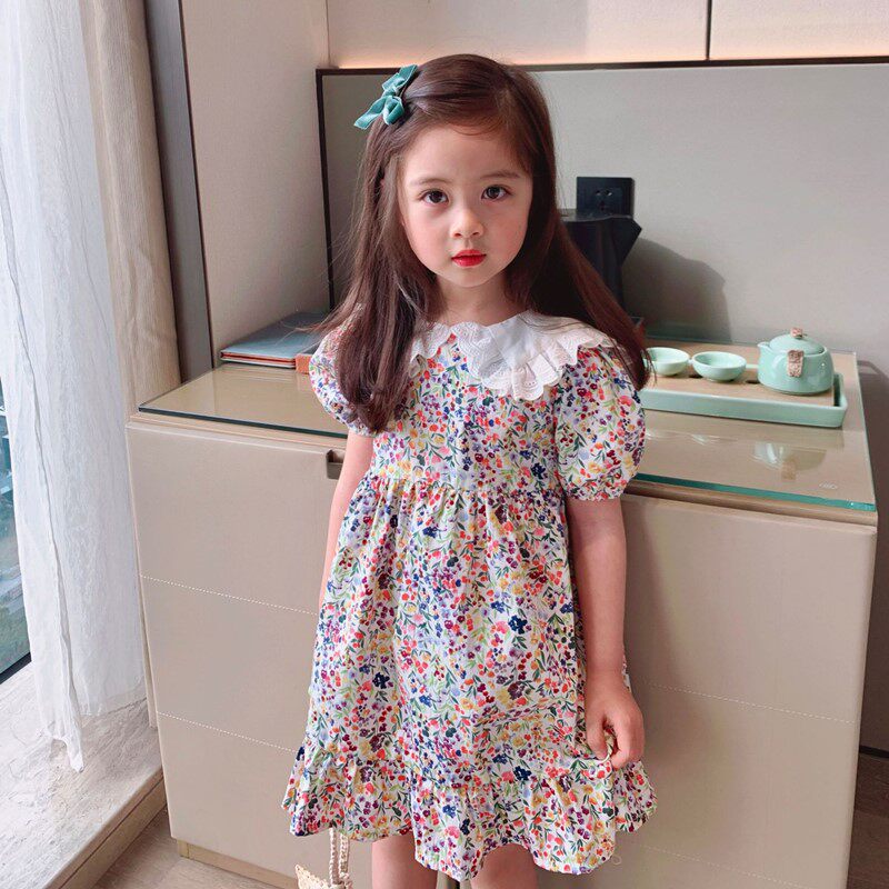 Summer Girls Ocean Dress Children's Baby Boy Foreign Pie Korean Version Dress Net Red Popcorn Princess Dresses Princess Dresses Summer Dress
