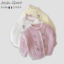 Girl Cardigan sweater Spring and Autumn Children Little Girl Baby Korean version of foreign cute knitted sweater coat autumn