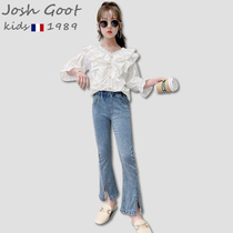 Tide brand Josh Goot joint childrens pants girls Big children spring and autumn trousers flared pants jeans autumn wear