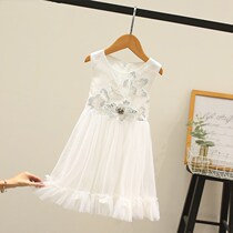 Summer girls mesh dress childrens foreign atmosphere Net red hot summer dress children Korean embroidered skirt princess dress