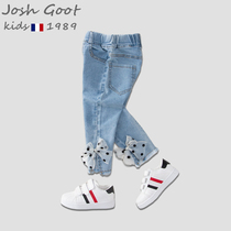 2021 New Girls Pants Spring and Autumn Casual Outside Wearing Childrens Long Pants Little Kids Baby Foreign Jeans Autumn Wear