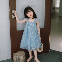 Summer girls dress childrens net red pop summer dress belt skirt small children Korean version of foreign skirt princess skirt