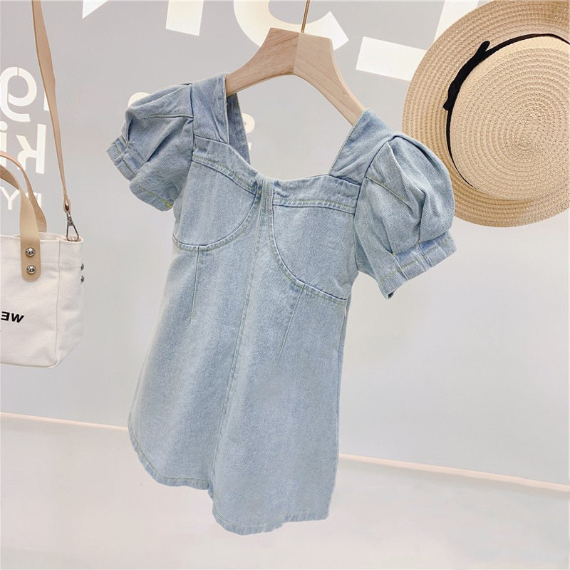 Summer girl's dress children's net red hot style summer princess dress Korean style foreign style children's baby denim skirt