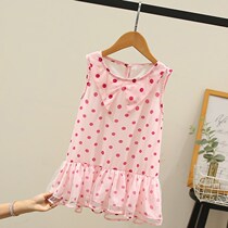 Summer girls dress childrens foreign atmosphere Net red hot summer dress children Korean wave dot mesh skirt princess dress