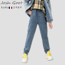 2021 new girls pants Tide brand spring and autumn casual jeans children Korean version of joker loose trousers autumn wear