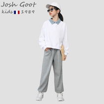 2021 New Girls Pants Tide Brand Casual Feet Sports Pants Children Spring and Autumn Joker Long Pants