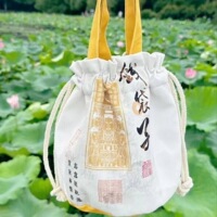 Hangzhou Lingqian Bag Yinfacai Canvas Bag Bucket Bag Drawstring Handbag Get Rich Get Rich Handbag Commuting Temple