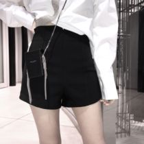  CHICYOU black and white two-color high-waisted small V-mouth casual all-match thin tight solid color hot pants bottoming small shorts
