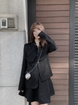  (50% off clearance)Japanese college little sister black Japanese abstinence style hemp dark suit short skirt suit