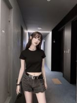  CHICYOU bi into the recommended black and white gray three-color slim slim round neck short all-match T-shirt short-sleeved tee