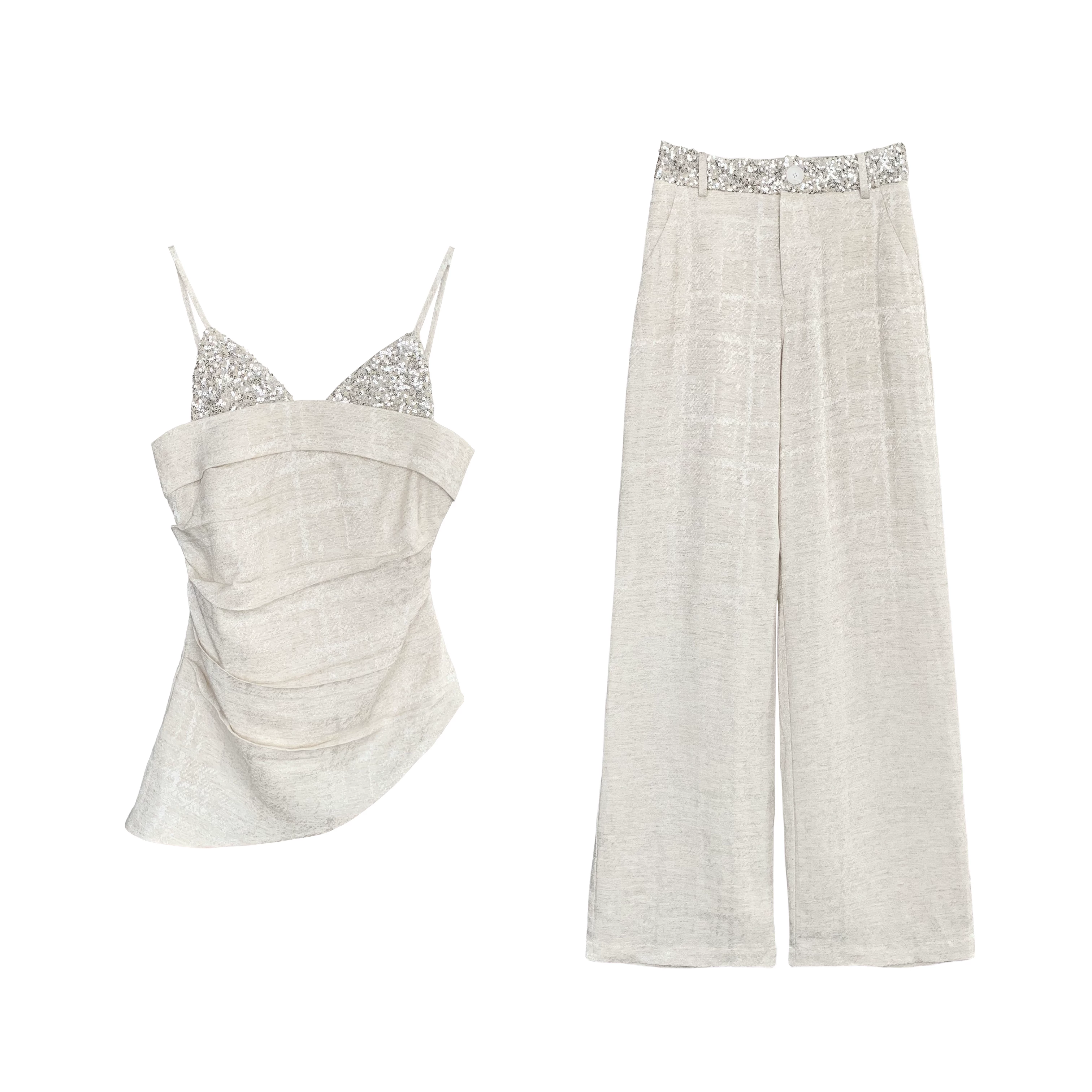Sophisticated top with cups, trousers, (Physicals), fitted