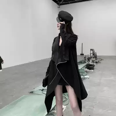 CHICYOU your dark wind RO Girl big lapel irregular design street cool Girl woolen coat