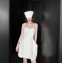 CHICYOU gorgeous beautiful birthday party white little fragrant hair bright silk white rich beauty socialite sundress