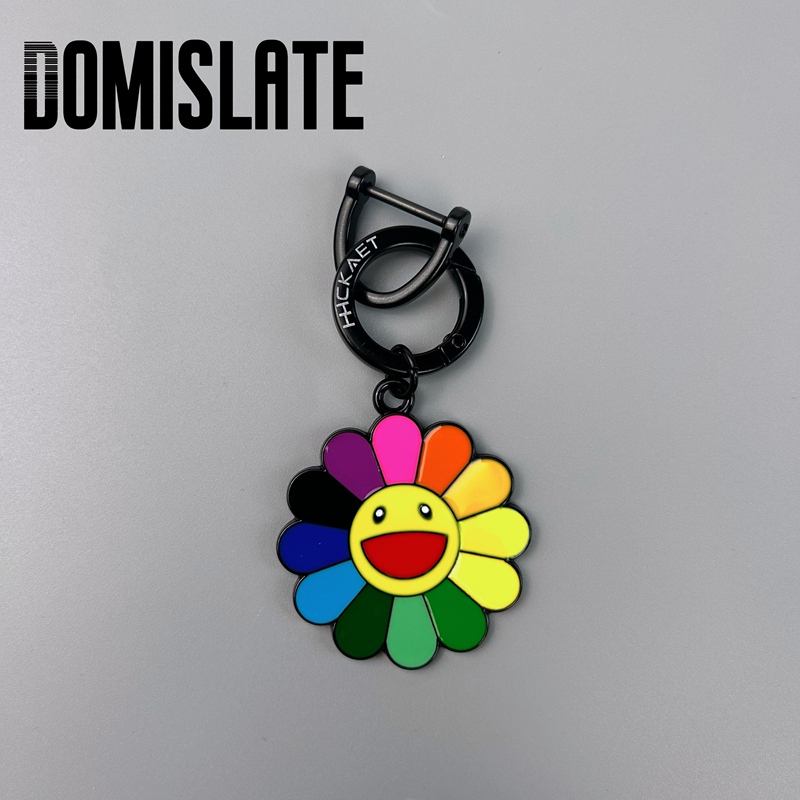 High-End Classic Takashi Murakami Smiley Sunflower Keychain Cute Trendy Student Pendant Backpack Accessory