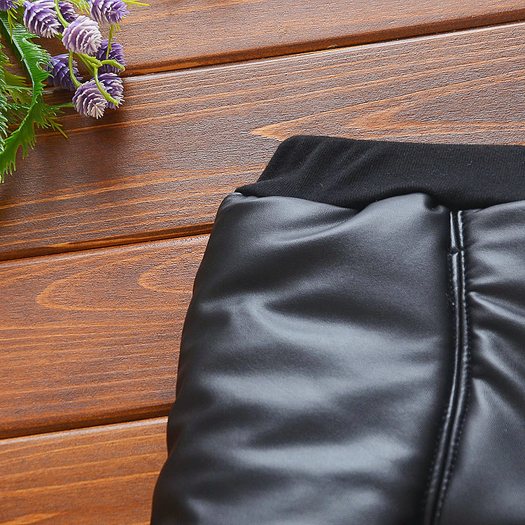 Mùa thu đông trẻ em mặc quần giả da pu quần dài cho bé gái quần legging cộng với quần nhung dày ba lớp quần jean loe bé gái
