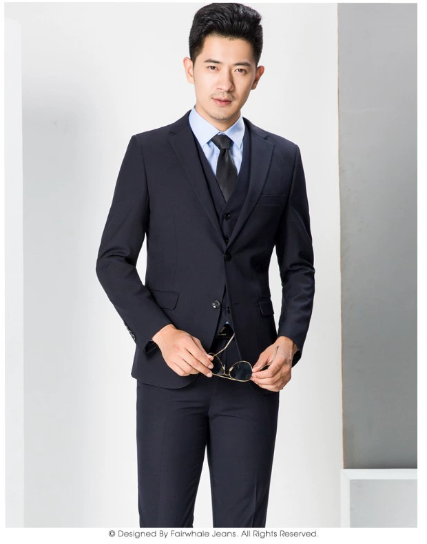 Bộ đồ vest nam công sở chuyên nghiệp phù hợp với chuyên nghiệp Hàn Quốc Slim chú rể váy cưới mùa thu áo vest nam đẹp