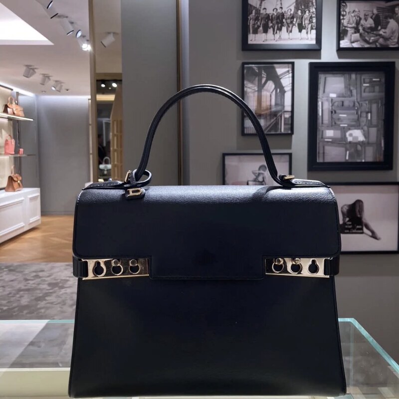 Delvaux New Model Tempete Metal Hardware Magnetic Clasp Shoulder Crossbody Handbag for Women