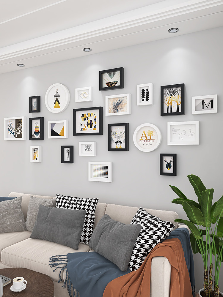 Modern Minimalist Living Room Photo Wall Decoration Nordic Style Creative Bedroom Background Wall Photo Frame Wall Hanging Combination No Drilling Required