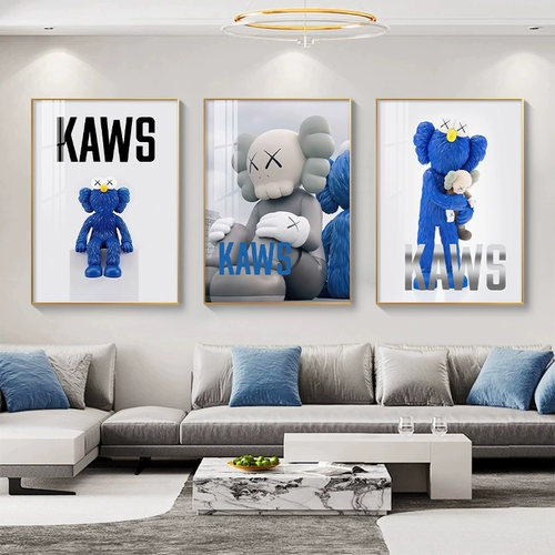 Прилив бренд Kaws насильственные медведь гостиная декоративная картина диван фоновый стена роскошная роскошная высокая высокая картина Тройная живопись