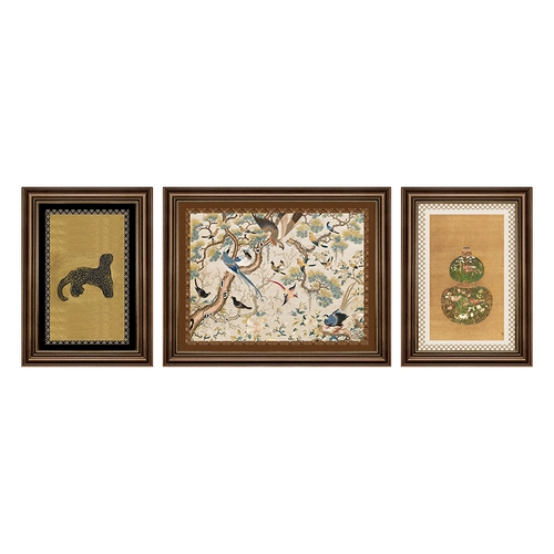 Декоративная роспись гостиной в средневековом стиле, ретро-арт, диван, фон, настенная роспись, новый китайский стиль, творческая атмосфера, триптих, подвесная картина