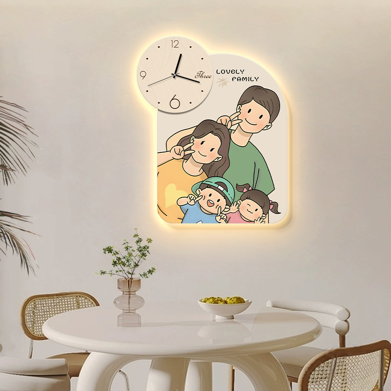 A family of three or four clocks, wall clocks, living room home fashion internet celebrity restaurant decoration painting creative clock hanging wall lamp
