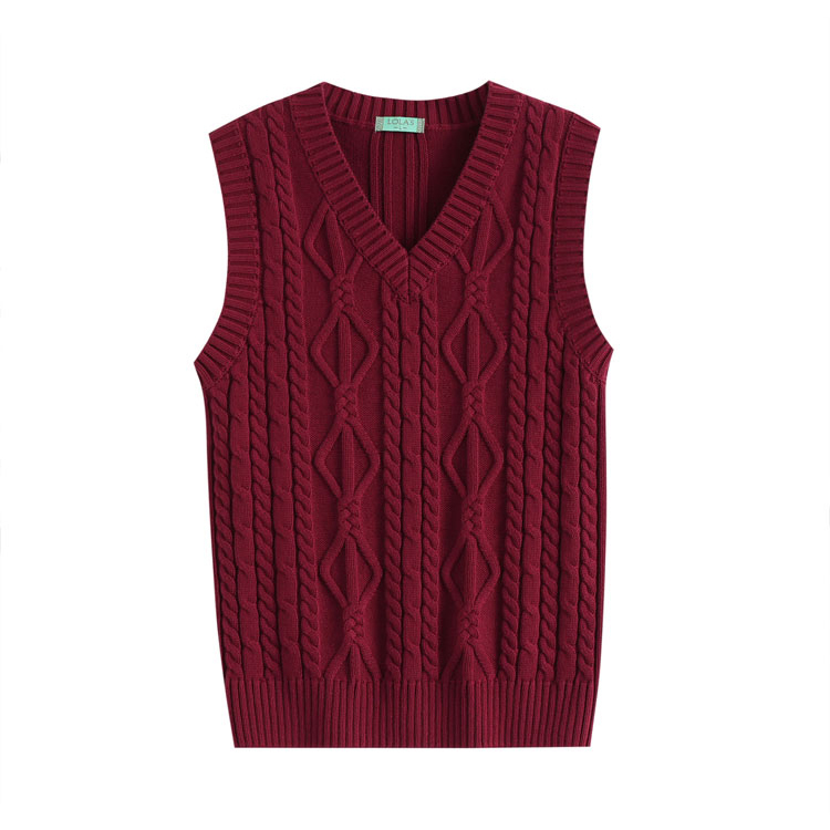 Pure Cotton Large Size Knitted Sweater Vest for Women, Spring and Autumn Pullover V-Neck Sleeveless Vest, Twist Pattern, All-Cotton, Loose Inner Sweater