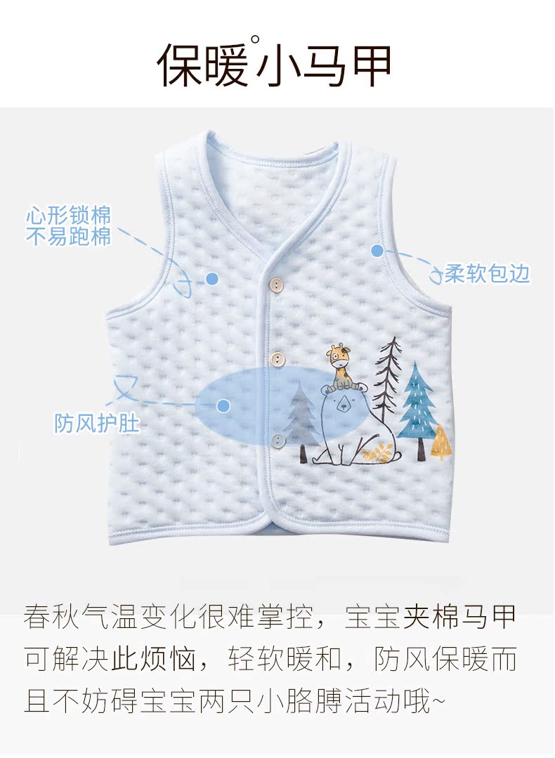 Áo phao trẻ em 0-2 tuổi cotton mùa thu và mùa đông ấm áp nam nữ áo vest trẻ em cotton vest vai áo khoác cho bé gái