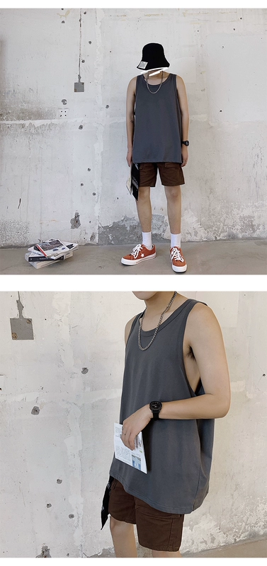 Áo vest cotton 5 màu màu rắn lỏng nam mùa hè phiên bản Hàn Quốc của vest thể thao hoang dã giản dị - Áo vest cotton áo ba lỗ tập gym