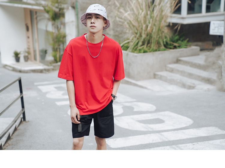 Mùa hè mới cơ bản màu hoang dã cổ tròn tay ngắn tay áo thun cotton thoải mái cotton rộng tay áo sơ mi tee áo phông nam tay ngắn đẹp