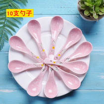 10 sets of ceramic spoons snowflakes China Japan Korea color eating spoon pastoral hipster spoon spoon restaurant Home