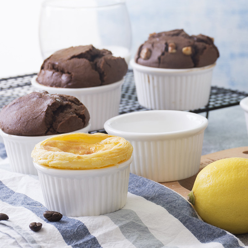 Round Cake Ceramic Bowl Baking bum Buttingcup baking DIY creative dessert Ice cream Bowl Pure White Cutlery