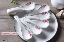 10 ceramic spoons simple Chinese Japanese and Korean pastoral spoon home hotel restaurant Spoon small soup spoon rice spoon
