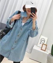 South Korean extra-virgin dress Fat MM Fall new fashion Breaking Casual Loose Denim Shirt 822