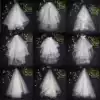 Short double veil bow retro net red photo props Bride light wedding headdress super fairy forest white