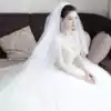 Bridal veil women's new wedding dress Korean white super long tail headdress Super Xian Sen department wedding photo naked yarn
