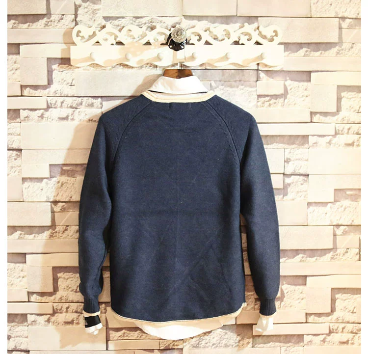 Áo len nam mùa thu Sundipy Slim raglan cuff head thời trang phù hợp với áo len đường phố xu hướng áo len - Kéo qua