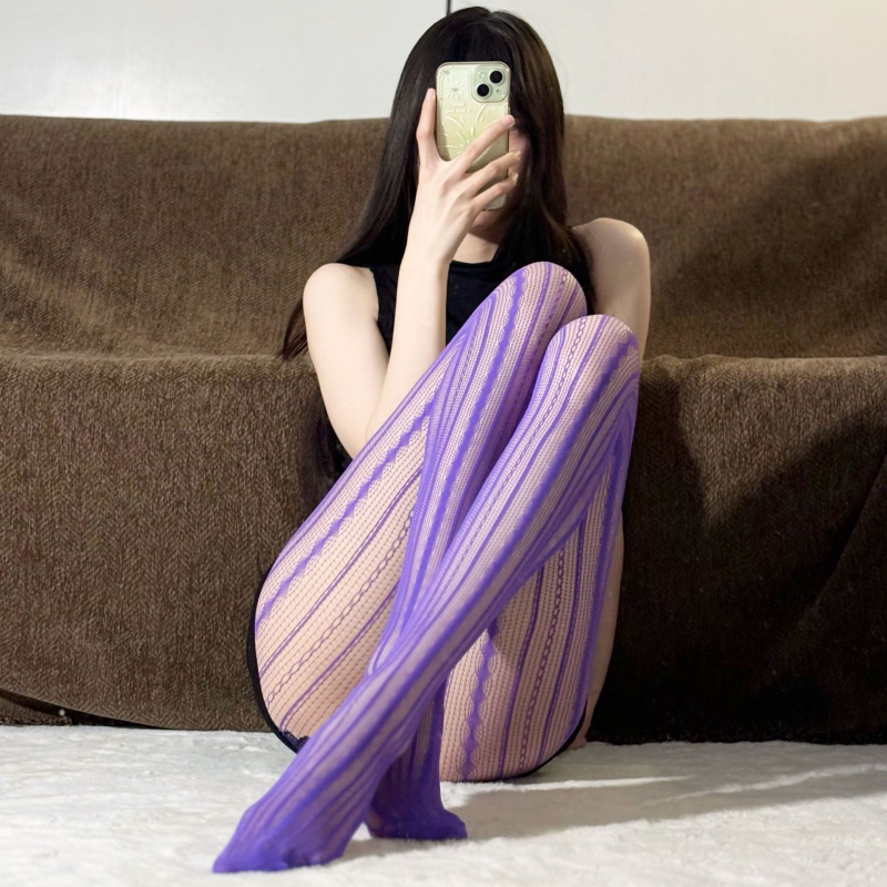 40-100kg 【6 Colors】High Elasticity Plus-Size Retro Sexy Hollow-Out Diamond Pattern Vertical Striped Fishnet Tights Pantyhose