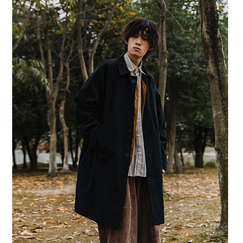 Японский тренд осень ретро плащ-т trench coat для отдыха, oversize