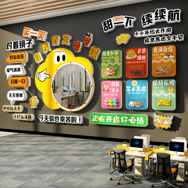 Self-Praise Mirror Office Wall Decoration Corporate Culture Arrangement Department Rest Energy Replenishment Station Refueling Tea Room Self-Praise Mirror Office Wall Decoration Corporate Culture Arrangement Department Rest Energy Replenishment Station Refueling Tea Room