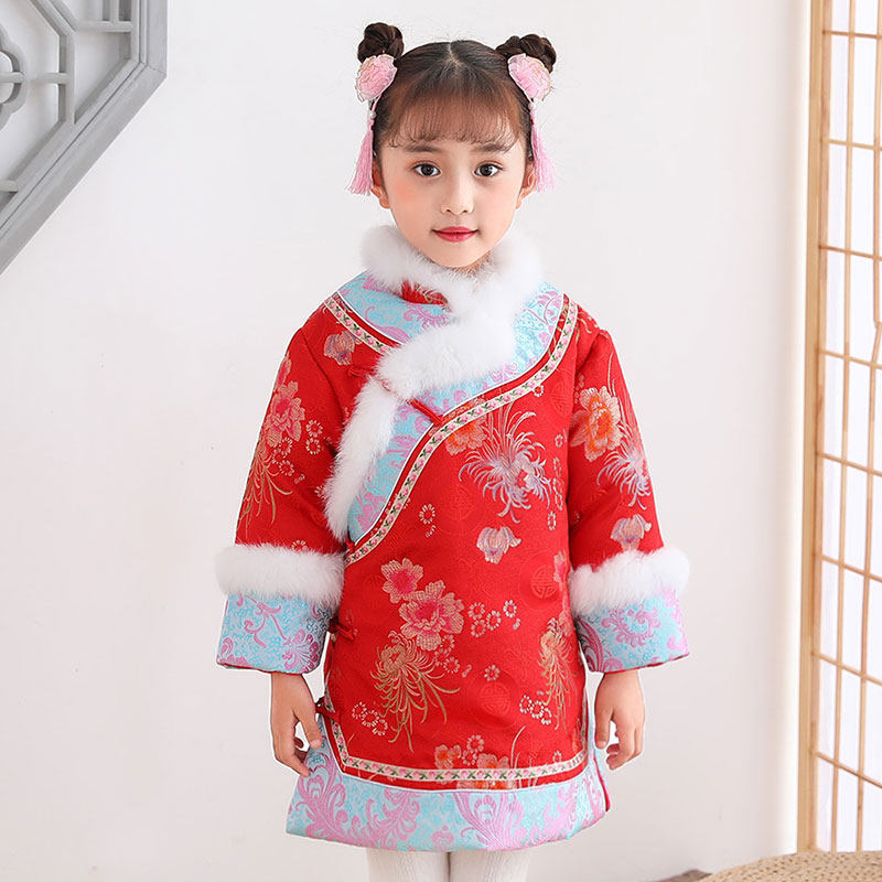 Middle China Wind children's qipao girl Han clothes foreign dress baby Dang dress Gagger skirt baby to serve New Year's clothes