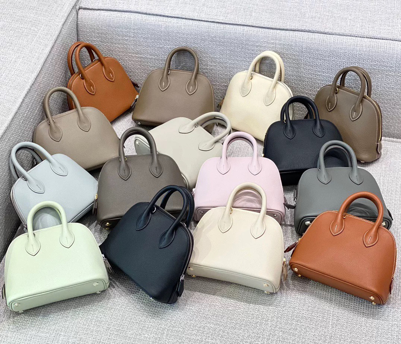 2024 New Bowling Shell Bag Mini Versatile Fashionable Shoulder Crossbody Handbag for Women Semi-Handmade Lambskin